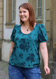 Ida T-Shirt mit Puffärmeln in Blümchenoptik – romantisches Schnittmuster von Konfetti Patterns