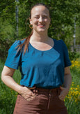 Schlichtes Ida Puffärmelshirt in Petrol – Basic Damen T-Shirt von Konfetti Patterns