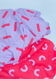 Musselin | Striche rot auf lilac