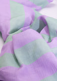 Detailansicht des Musselin-Streifens lilac/mint – weiche Baumwolle, ideal für Sommermode
