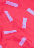 Musselin | Striche lilac auf rot