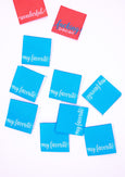 Aqua-blaues Webetikett mit der eleganten Aufschrift "my favorite". Ein Weblabel für Lieblingsteile in deiner selbstgenähten Garderobe.