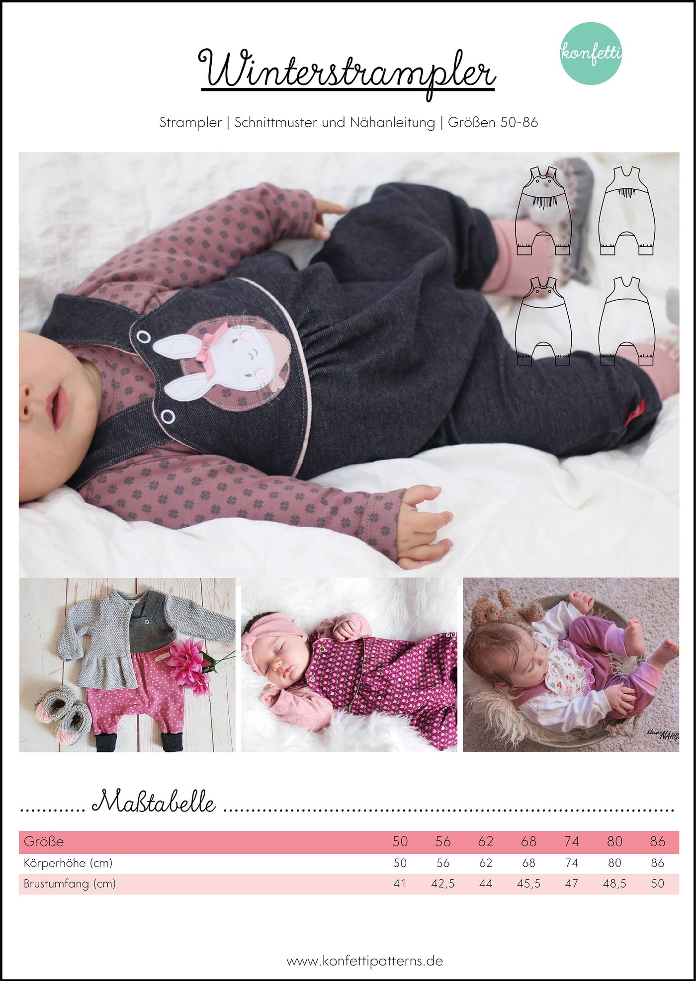 Winterstrampler Konfetti Patterns Schnittmuster