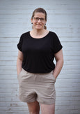 schlichte damen hose kurz nähen konfetti patterns