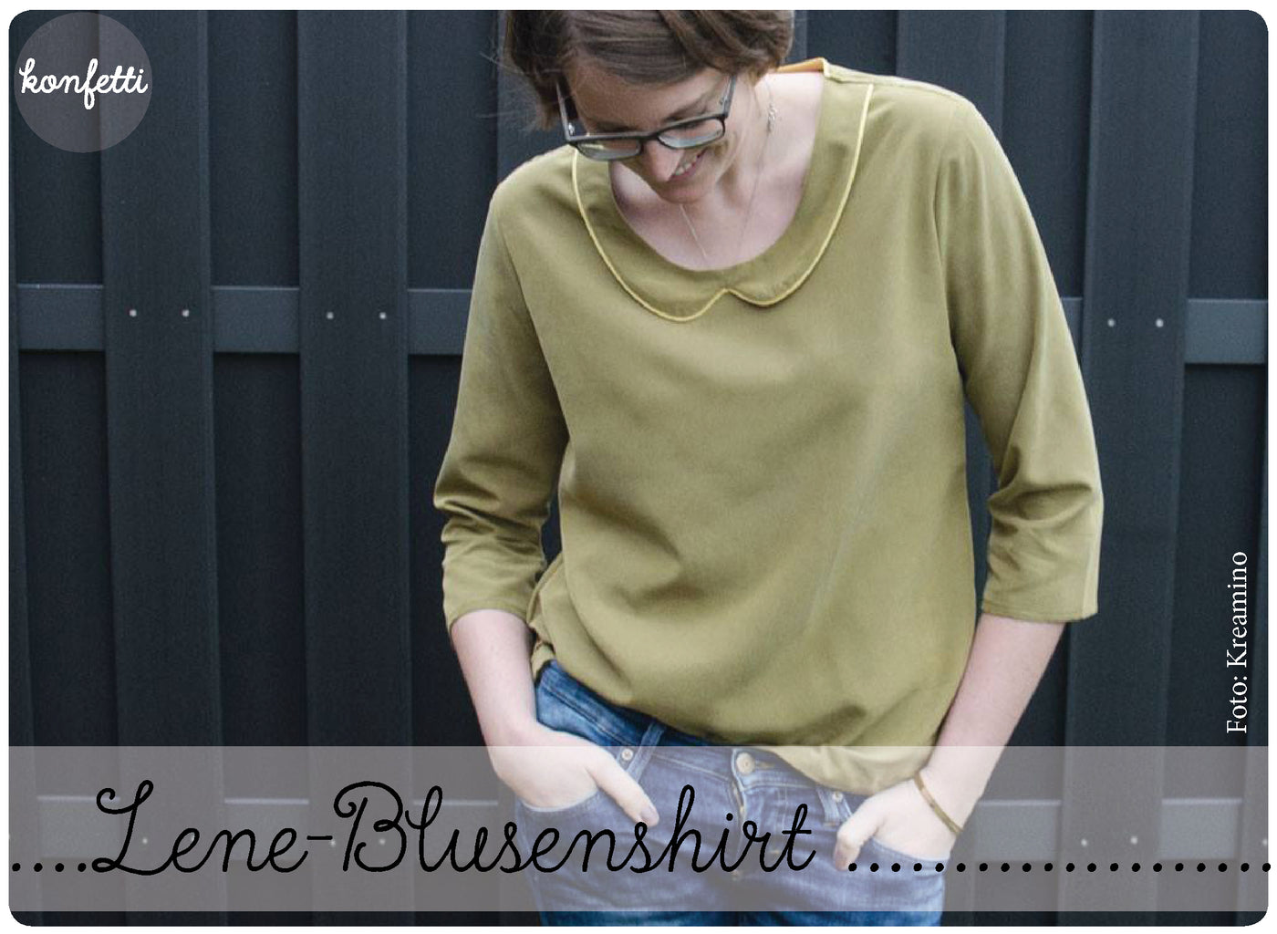 Lene Schnittmuster für eine Bluse mit Bubikragen von Konfetti Patterns