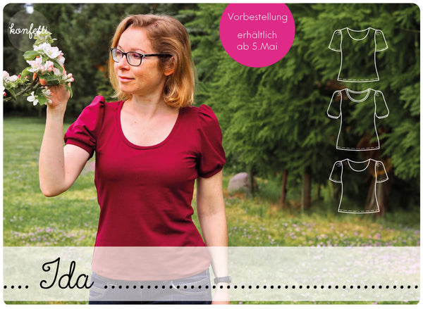digitales schnittmuster ida puffärmel shirt für damen von konfetti patterns