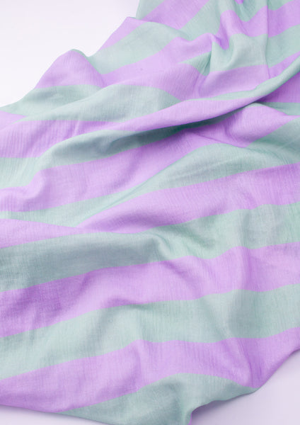 Musselin-Stoff mit Blockstreifen in lilac und mint – Eigenproduktion #konfettistreifen