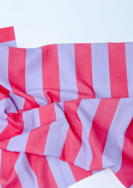 Musselin | Längsstreifen rot / lilac