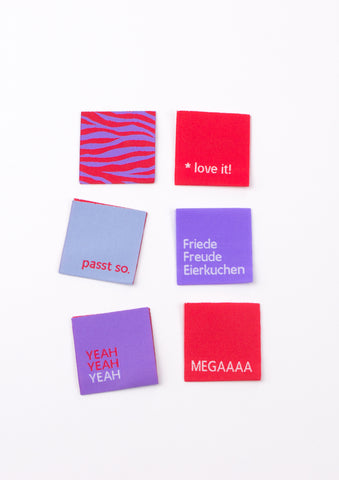 Weblabel 6er-Set lilac/rot