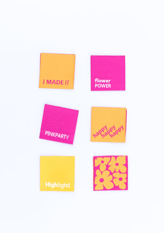 Weblabel 6er-Set pink/senf